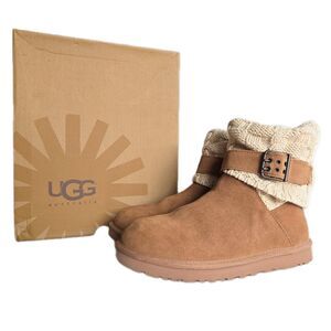UGG Cassidee Boots Womens 8 Chestnut Knit Buckle Suede Winter Boot
